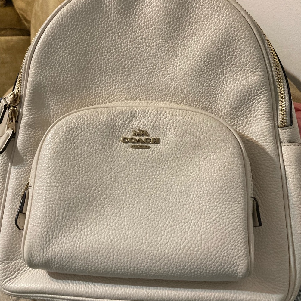 Coach White Pebbled Leather Backpack
